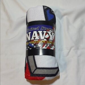 Navy Printed Men's Towel - Blue, White, Red